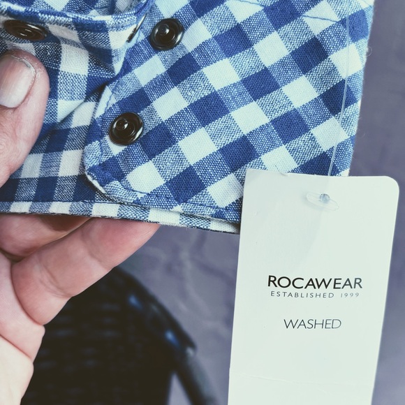 Rocawear Men’s Blue/White Checkered Western Style, LS, Snap Front Shirt,NWT 4X - Picture 7 of 15